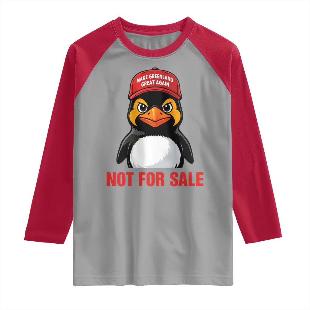 Greenland Is Not for Sale Raglan Shirt Funny Nihilist Penguin FDT Political Meme TS14 Sport Gray Red Print Your Wear