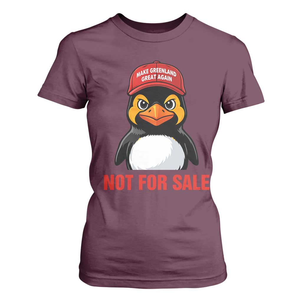 Greenland Is Not for Sale T Shirt For Women Funny Nihilist Penguin FDT Political Meme TS14 Maroon Print Your Wear