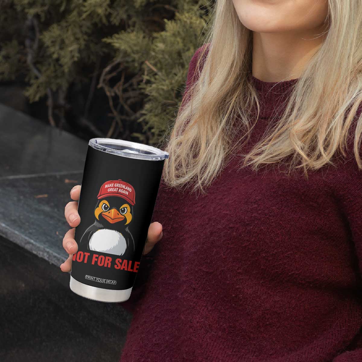 Greenland Is Not for Sale Tumbler Cup Funny Nihilist Penguin FDT Political Meme TS14 Print Your Wear