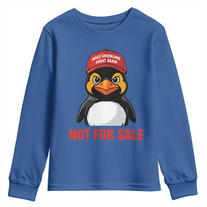 Greenland Is Not for Sale Youth Sweatshirt Funny Nihilist Penguin FDT Political Meme TS14 Royal Blue Print Your Wear