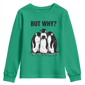 But Why Penguin Youth Sweatshirt Funny Nihilist Hiking TS14 Irish Green Print Your Wear