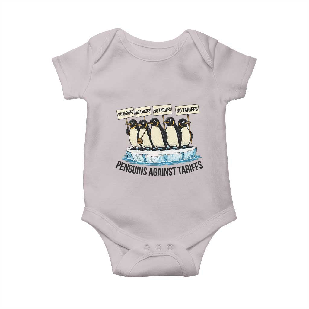 Penguins Against Tariffs Baby Onesie Resist Tariffs Subtle FDT Political Resistance TS14 Ice Gray Print Your Wear