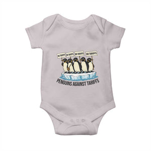 Penguins Against Tariffs Baby Onesie Resist Tariffs Subtle FDT Political Resistance TS14 Ice Gray Print Your Wear