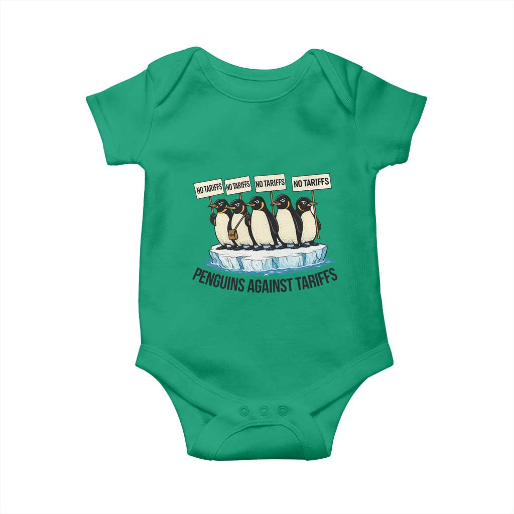 Penguins Against Tariffs Baby Onesie Resist Tariffs Subtle FDT Political Resistance TS14 Irish Green Print Your Wear