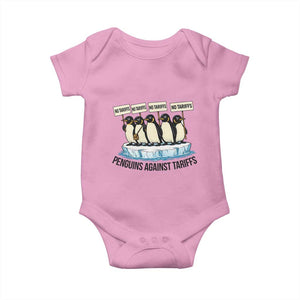 Penguins Against Tariffs Baby Onesie Resist Tariffs Subtle FDT Political Resistance TS14 Light Pink Print Your Wear