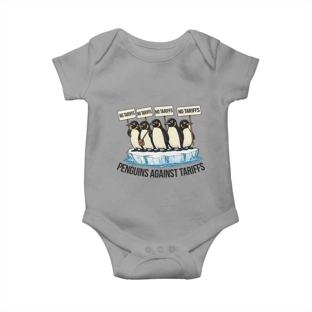 Penguins Against Tariffs Baby Onesie Resist Tariffs Subtle FDT Political Resistance TS14 Sport Gray Print Your Wear