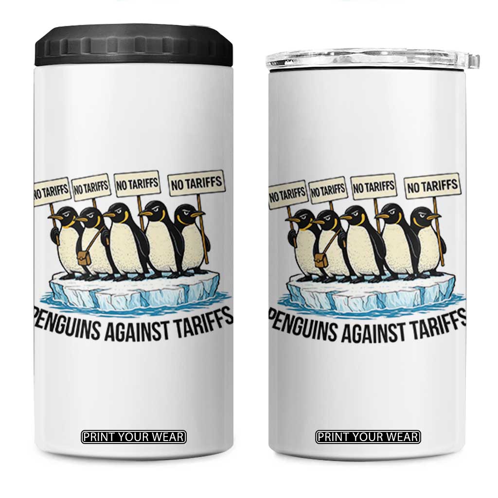 Penguins Against Tariffs 4 in 1 Can Cooler Tumbler Resist Tariffs Subtle FDT Political Resistance TS14 One Size: 16 oz White Print Your Wear