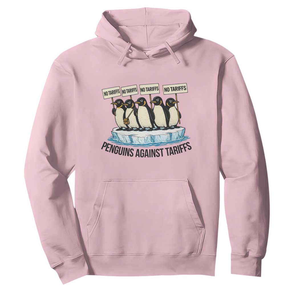 Penguins Against Tariffs Hoodie Resist Tariffs Subtle FDT Political Resistance TS14 Light Pink Print Your Wear