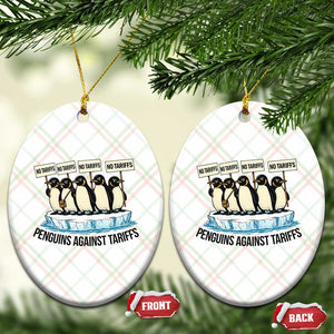 Penguins Against Tariffs Ceramic Ornament Resist Tariffs Subtle FDT Political Resistance TS14 Print Your Wear