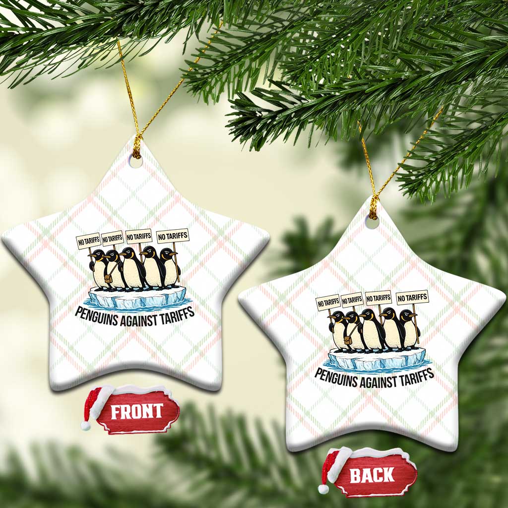 Penguins Against Tariffs Ceramic Ornament Resist Tariffs Subtle FDT Political Resistance TS14 Print Your Wear