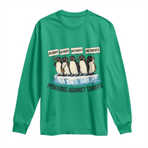 Penguins Against Tariffs Long Sleeve Shirt Resist Tariffs Subtle FDT Political Resistance TS14 Irish Green Print Your Wear