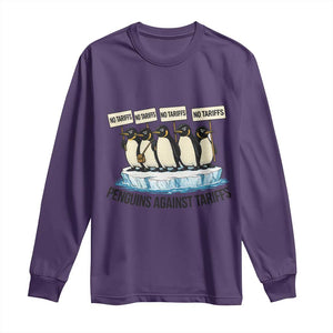 Penguins Against Tariffs Long Sleeve Shirt Resist Tariffs Subtle FDT Political Resistance TS14 Purple Print Your Wear