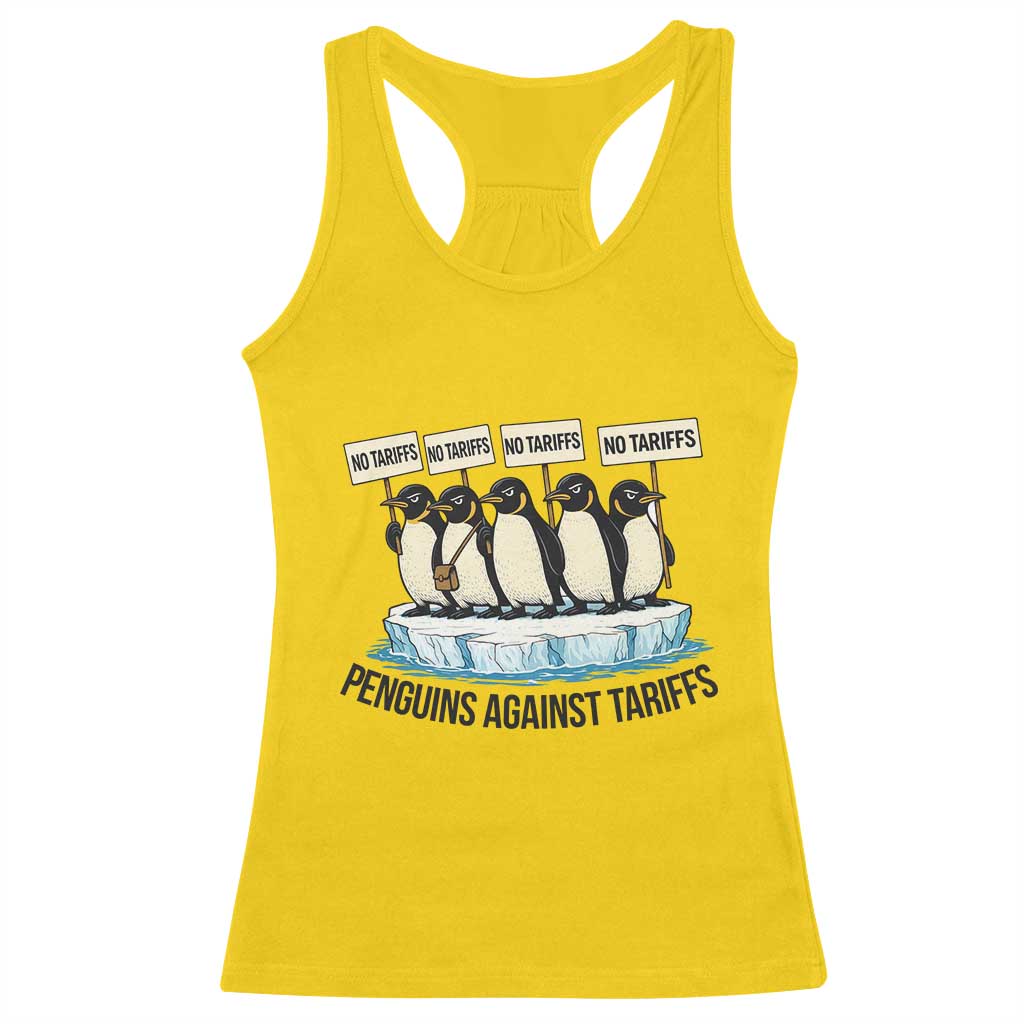 Penguins Against Tariffs Racerback Tank Top Resist Tariffs Subtle FDT Political Resistance TS14 Daisy Print Your Wear