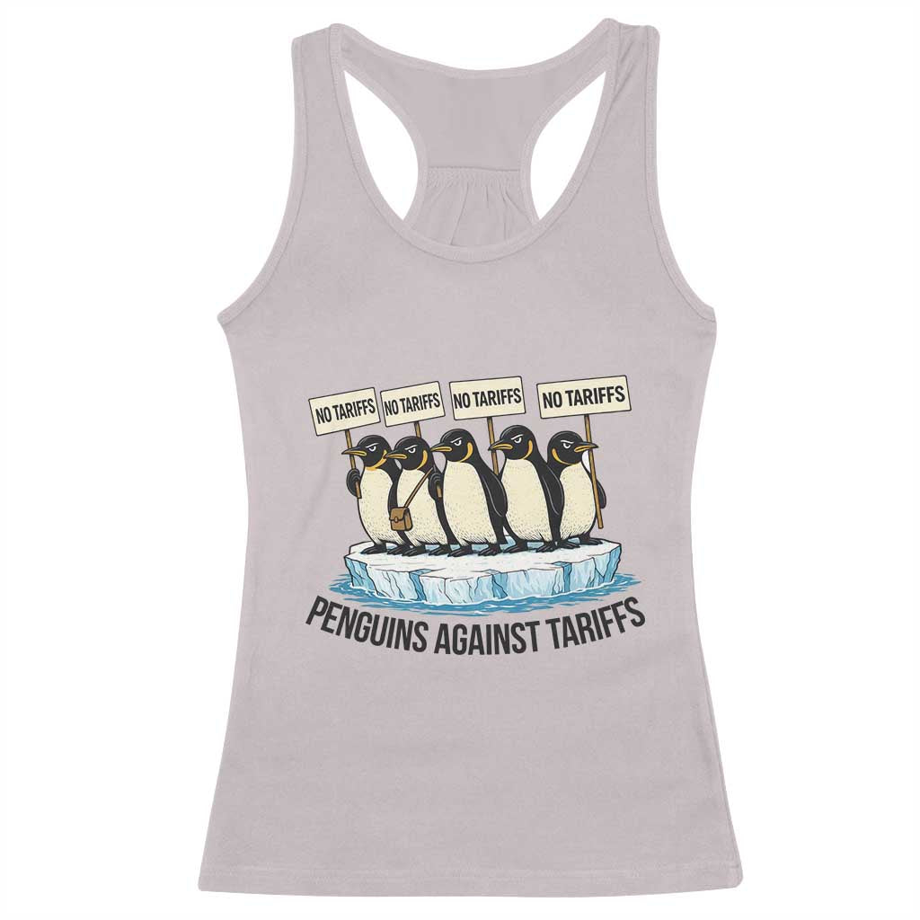 Penguins Against Tariffs Racerback Tank Top Resist Tariffs Subtle FDT Political Resistance TS14 Ice Gray Print Your Wear