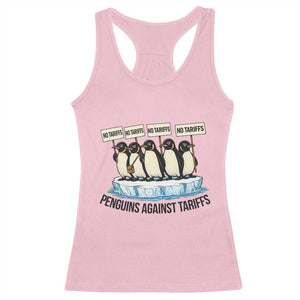 Penguins Against Tariffs Racerback Tank Top Resist Tariffs Subtle FDT Political Resistance TS14 Light Pink Print Your Wear
