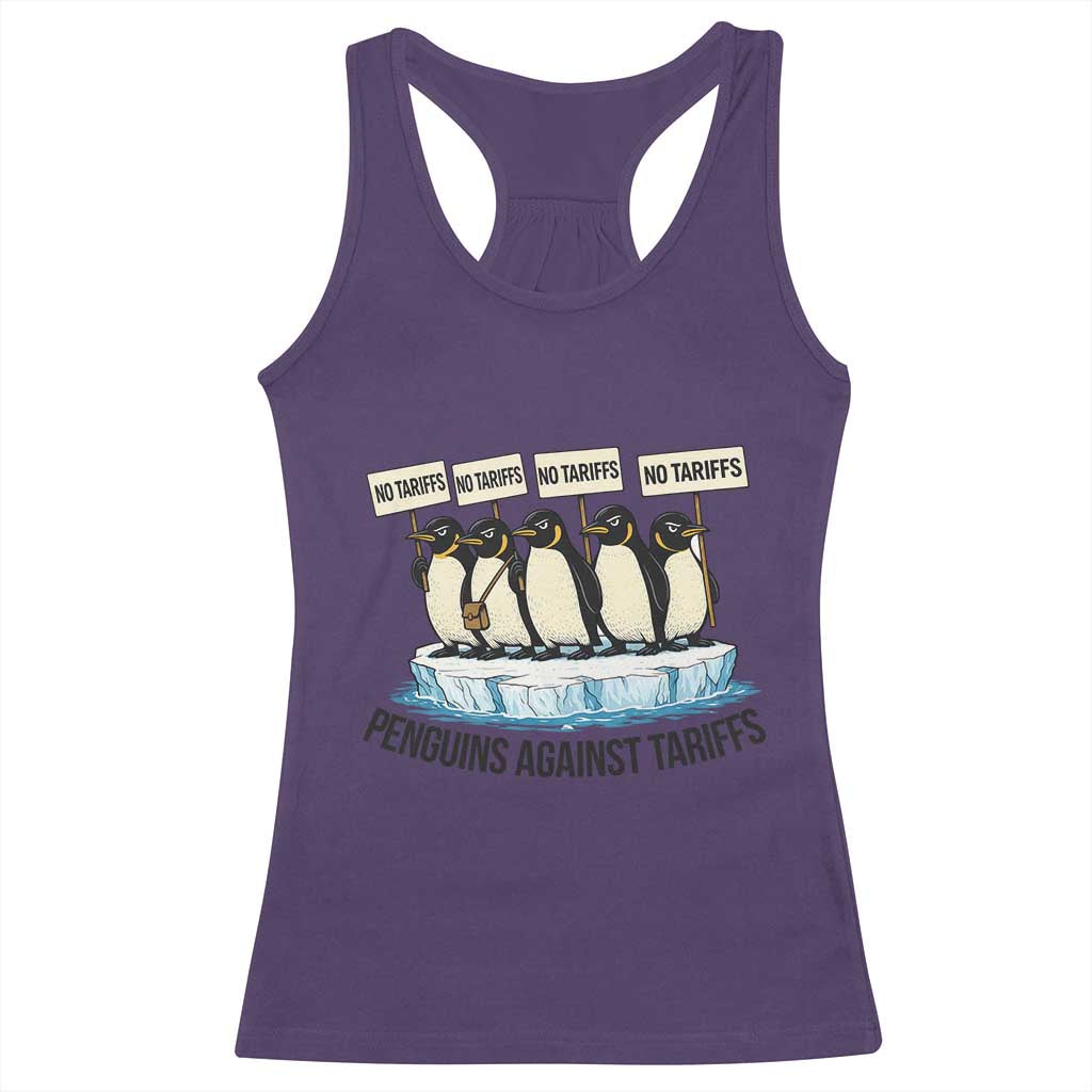 Penguins Against Tariffs Racerback Tank Top Resist Tariffs Subtle FDT Political Resistance TS14 Purple Print Your Wear