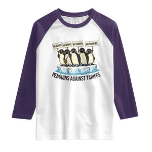 Penguins Against Tariffs Raglan Shirt Resist Tariffs Subtle FDT Political Resistance TS14 White Purple Print Your Wear