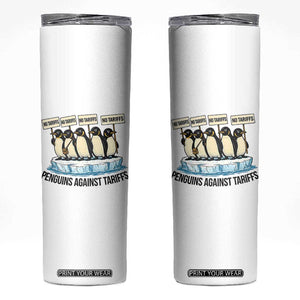 Penguins Against Tariffs Skinny Tumbler Resist Tariffs Subtle FDT Political Resistance TS14 White Print Your Wear