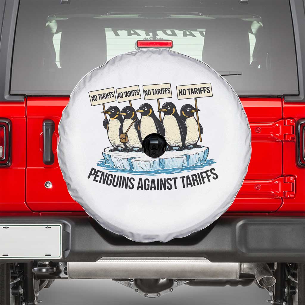 Penguins Against Tariffs Spare Tire Cover Resist Tariffs Subtle FDT Political Resistance TS14 White Print Your Wear