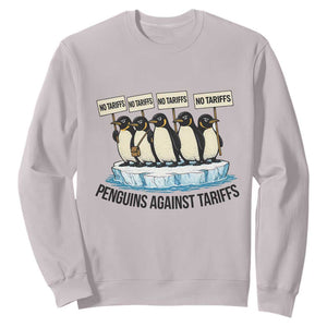 Penguins Against Tariffs Sweatshirt Resist Tariffs Subtle FDT Political Resistance TS14 Ice Gray Print Your Wear