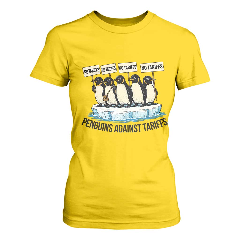 Penguins Against Tariffs T Shirt For Women Resist Tariffs Subtle FDT Political Resistance TS14 Daisy Print Your Wear