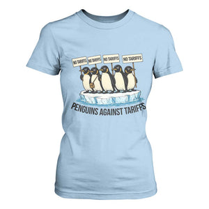 Penguins Against Tariffs T Shirt For Women Resist Tariffs Subtle FDT Political Resistance TS14 Light Blue Print Your Wear
