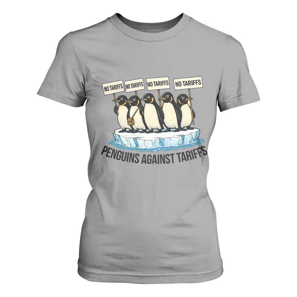 Penguins Against Tariffs T Shirt For Women Resist Tariffs Subtle FDT Political Resistance TS14 Sport Gray Print Your Wear