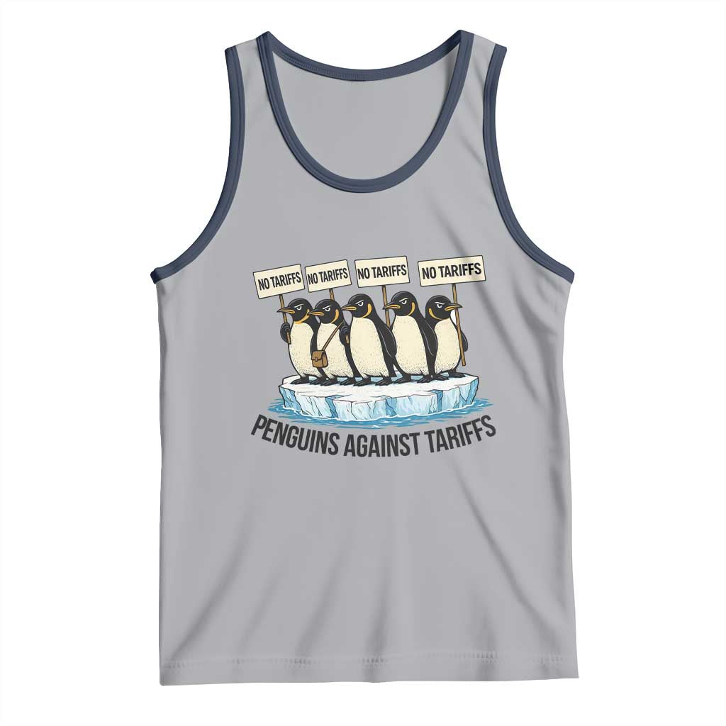 Penguins Against Tariffs Tank Top Resist Tariffs Subtle FDT Political Resistance TS14 Athletic Heather Navy Print Your Wear