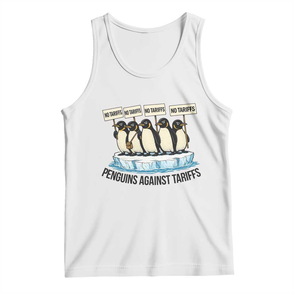 Penguins Against Tariffs Tank Top Resist Tariffs Subtle FDT Political Resistance TS14 White Print Your Wear