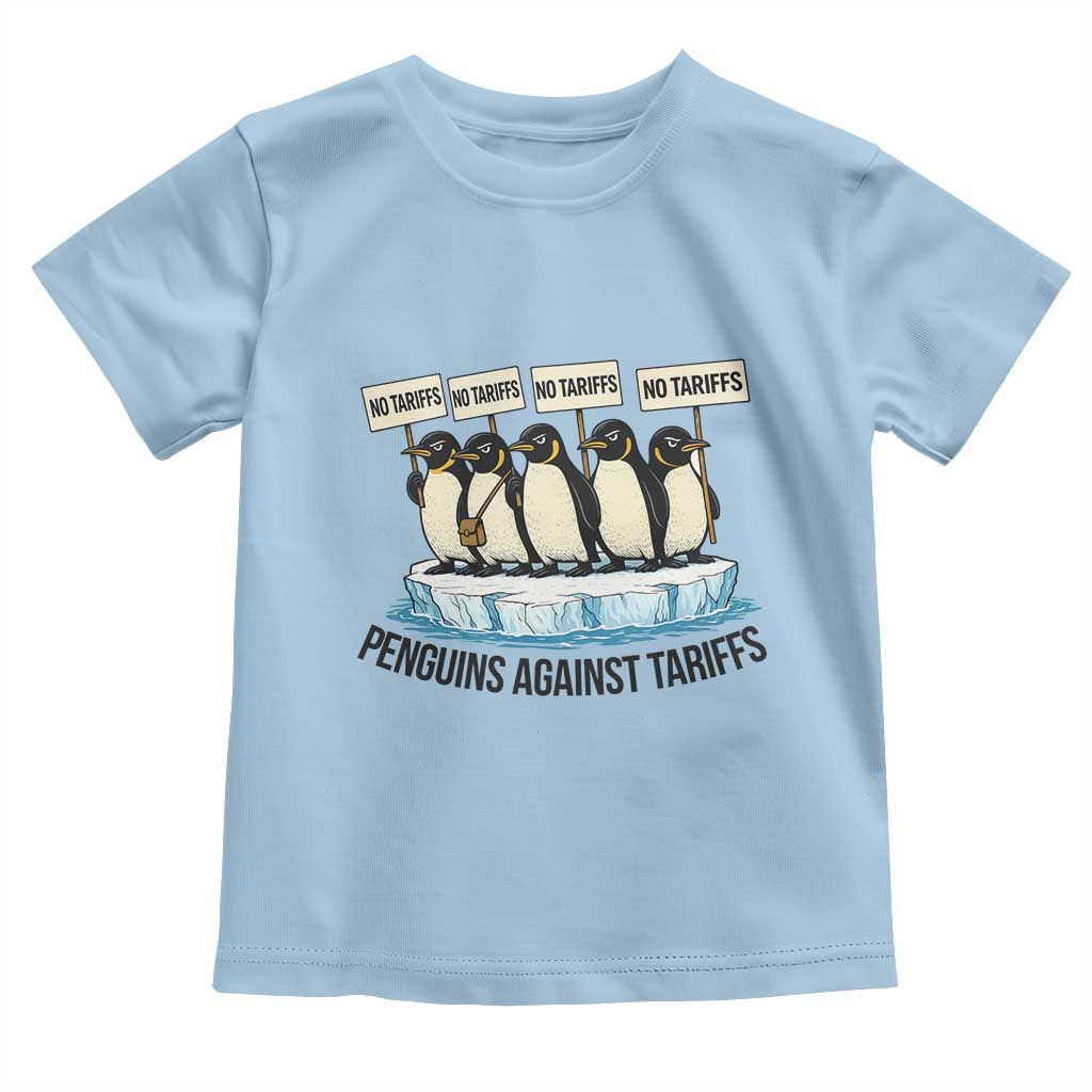 Penguins Against Tariffs Toddler T Shirt Resist Tariffs Subtle FDT Political Resistance TS14 Light Blue Print Your Wear