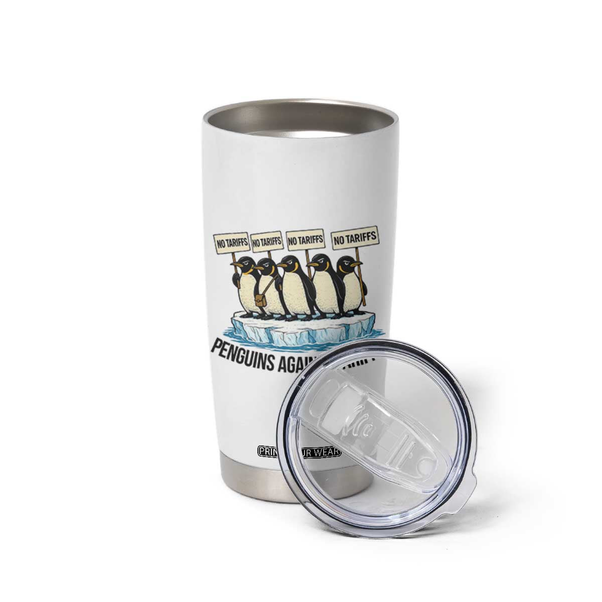 Penguins Against Tariffs Tumbler Cup Resist Tariffs Subtle FDT Political Resistance TS14 Print Your Wear