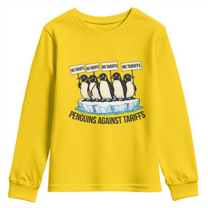 Penguins Against Tariffs Youth Sweatshirt Resist Tariffs Subtle FDT Political Resistance TS14 Daisy Print Your Wear