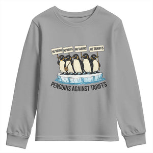 Penguins Against Tariffs Youth Sweatshirt Resist Tariffs Subtle FDT Political Resistance TS14 Sport Gray Print Your Wear