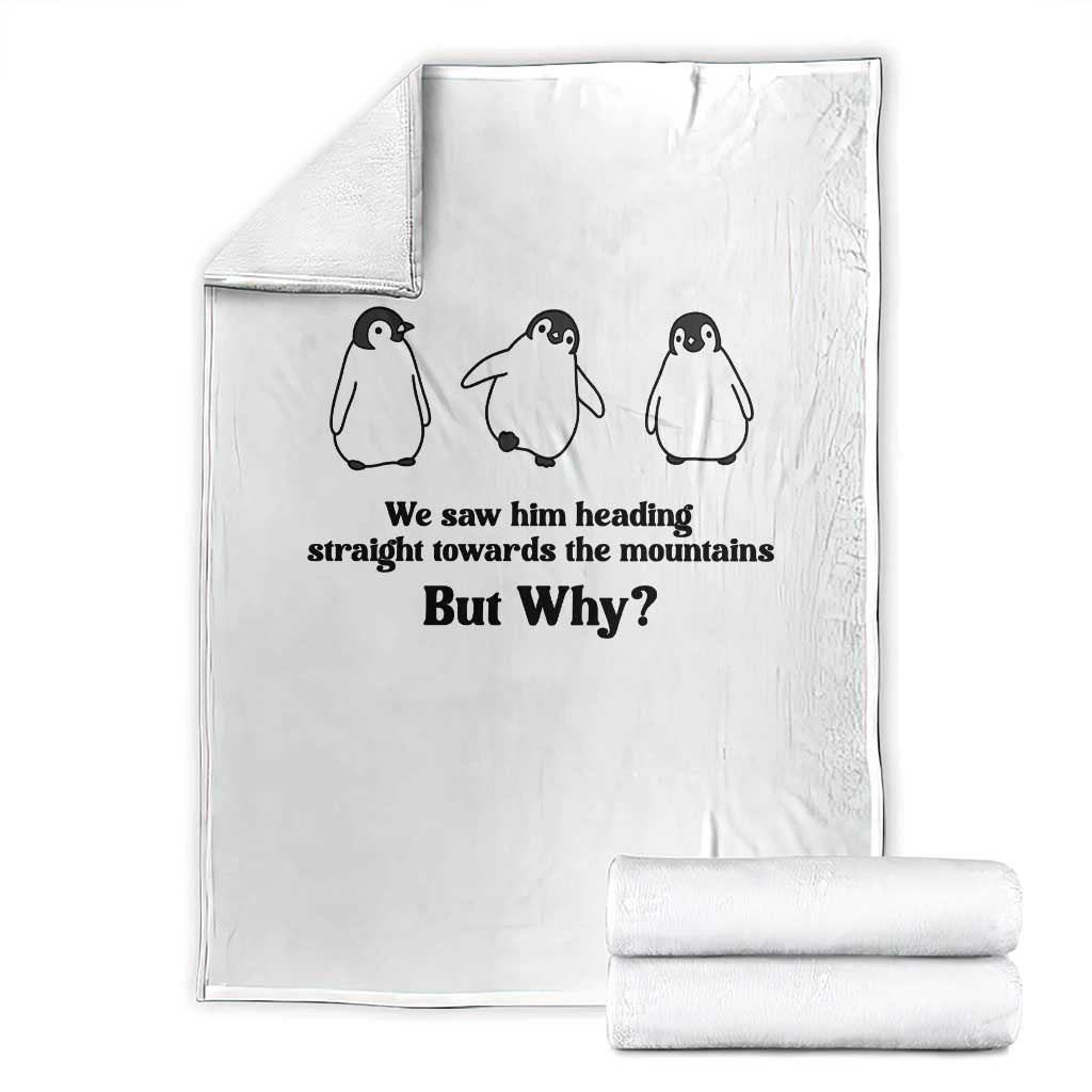 But Why Penguin Throw Blanket Trendy Nihilist Sad Penguin Mountains Meme