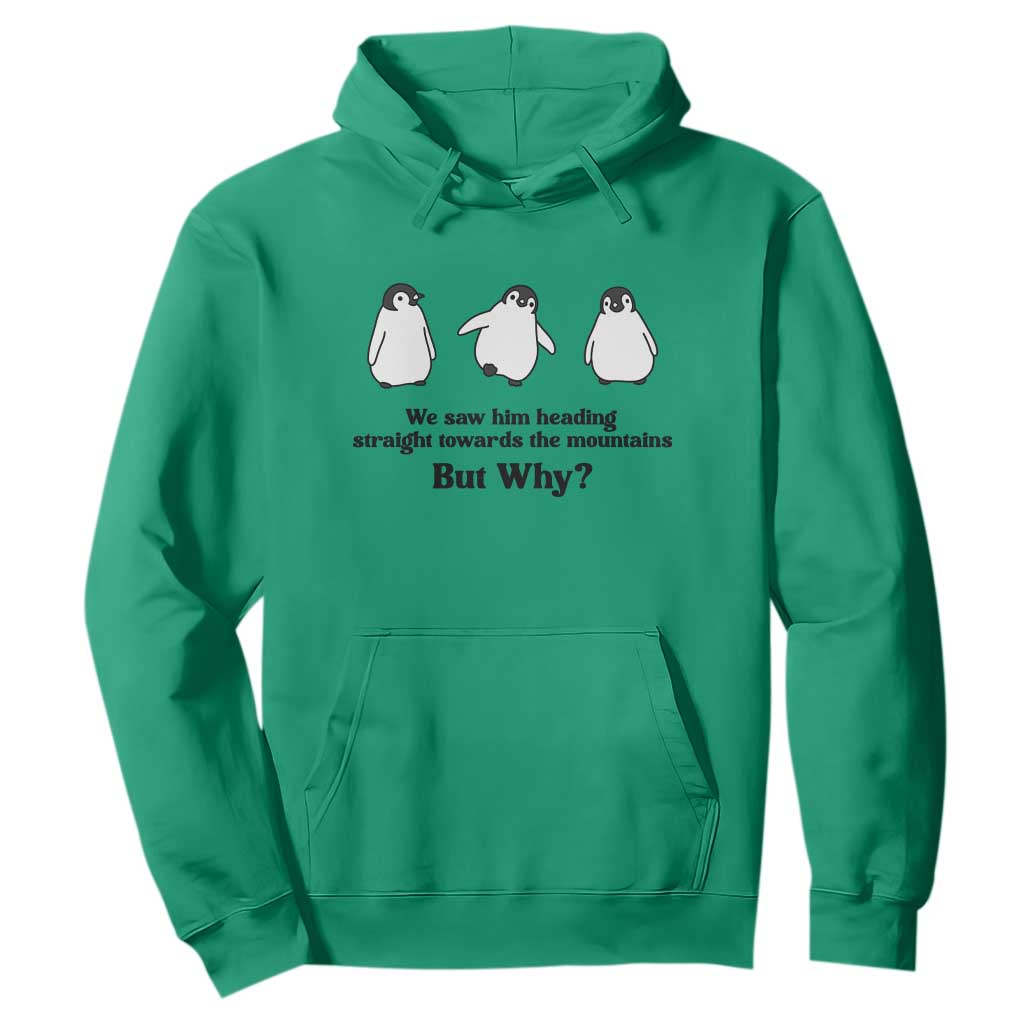 But Why Penguin Hoodie Trendy Nihilist Sad Penguin Mountains Meme TS14 Irish Green Print Your Wear