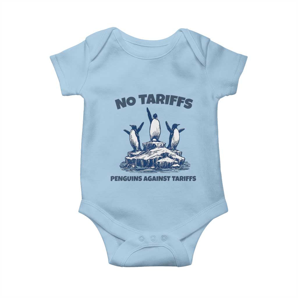 Penguins Against Tariffs Baby Onesie Resist Protest FDT Political TS14 Light Blue Print Your Wear