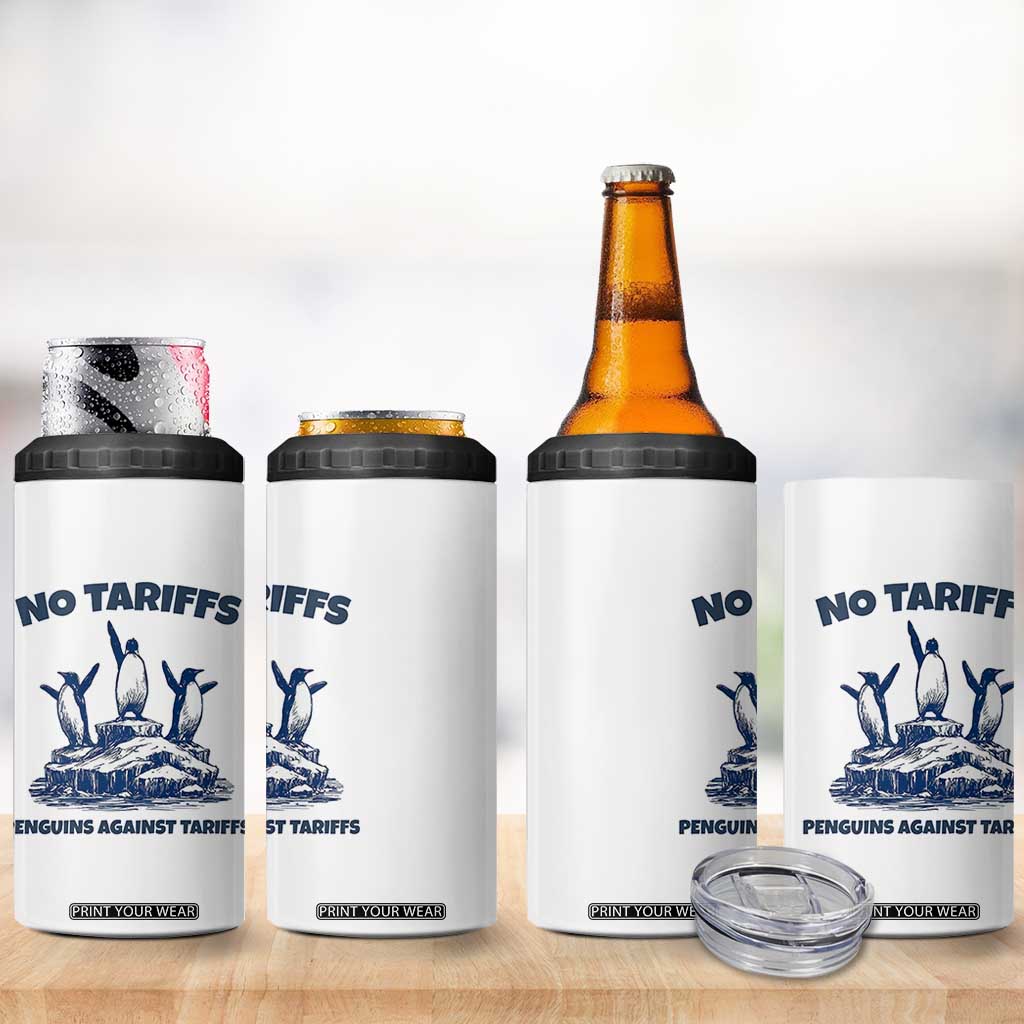 Penguins Against Tariffs 4 in 1 Can Cooler Tumbler Resist Protest FDT Political TS14 Print Your Wear
