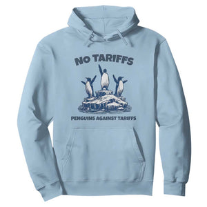 Penguins Against Tariffs Hoodie Resist Protest FDT Political TS14 Light Blue Print Your Wear