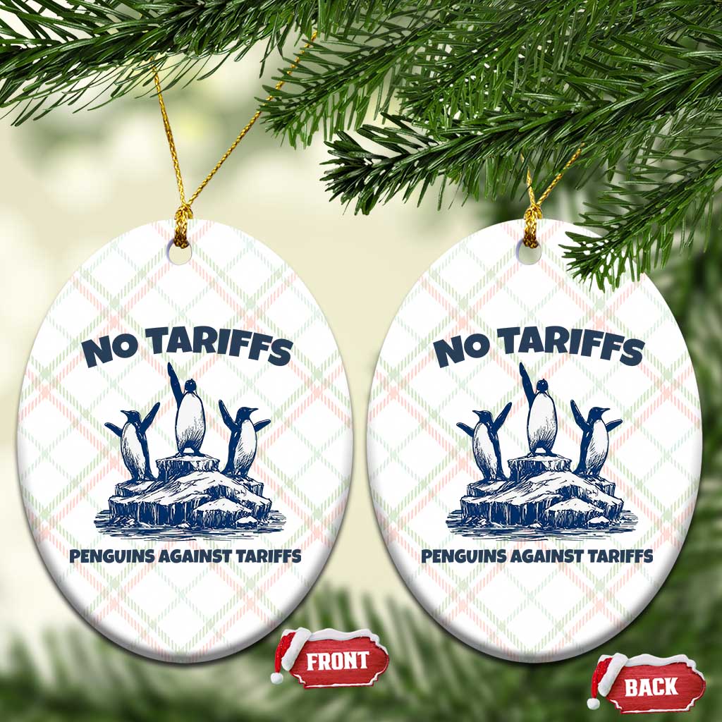 Penguins Against Tariffs Ceramic Ornament Resist Protest FDT Political TS14 Print Your Wear