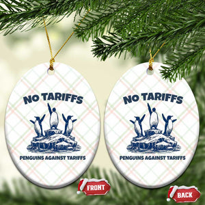 Penguins Against Tariffs Ceramic Ornament Resist Protest FDT Political TS14 Print Your Wear