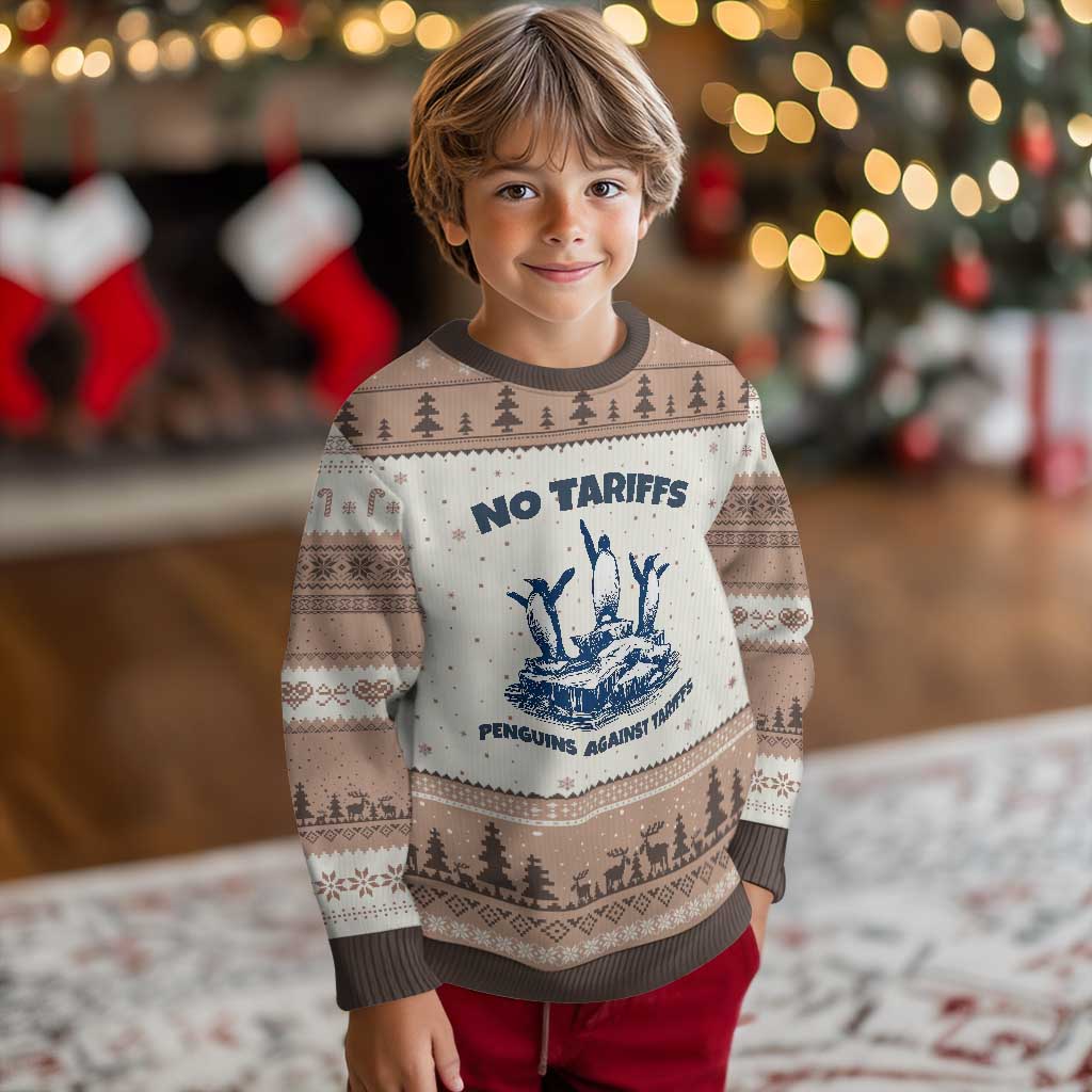 Penguins Against Tariffs Ugly Christmas Sweater Resist Protest FDT Political TS14 Mocha Mousse Print Your Wear