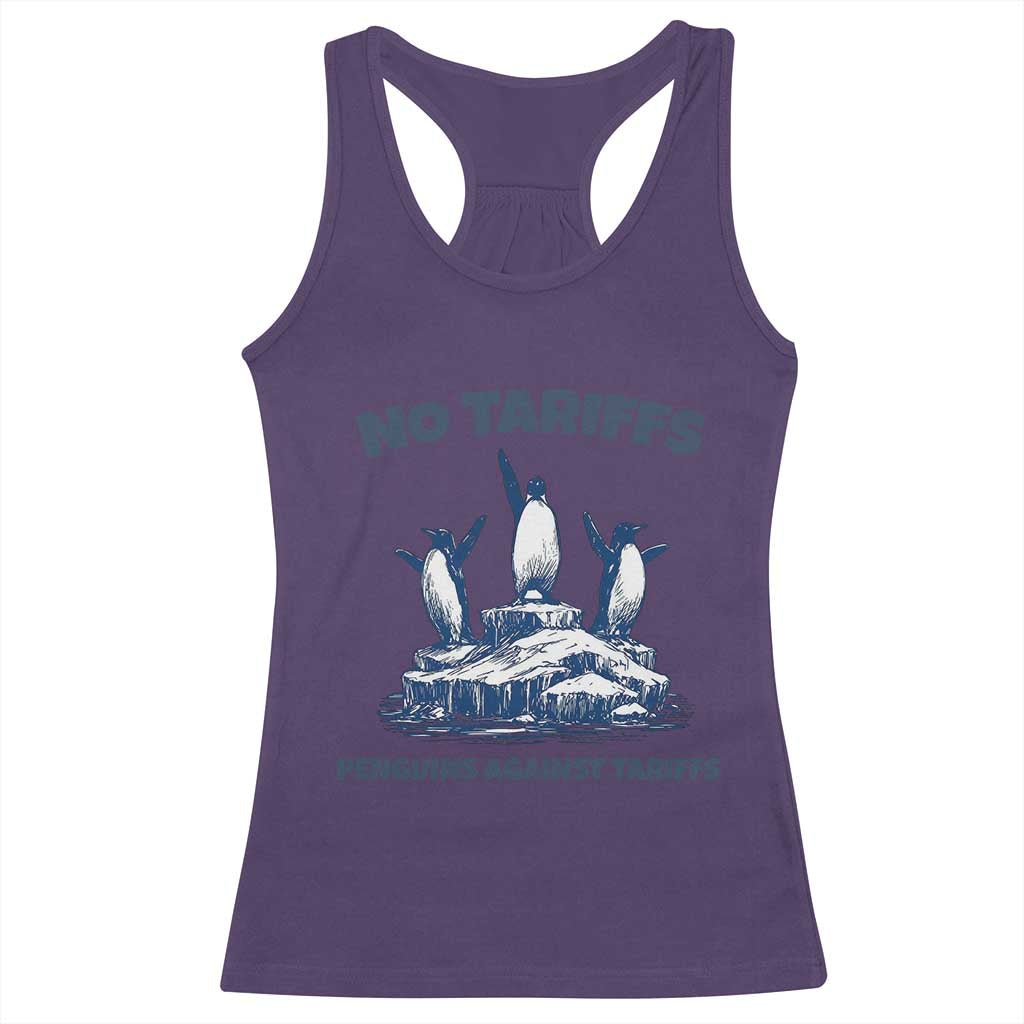 Penguins Against Tariffs Racerback Tank Top Resist Protest FDT Political TS14 Purple Print Your Wear