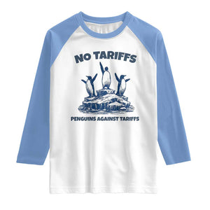 Penguins Against Tariffs Raglan Shirt Resist Protest FDT Political TS14 White Carolina Blue Print Your Wear