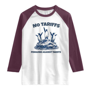 Penguins Against Tariffs Raglan Shirt Resist Protest FDT Political TS14 White Maroon Print Your Wear