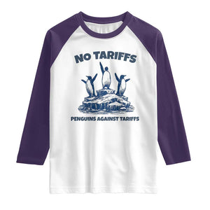Penguins Against Tariffs Raglan Shirt Resist Protest FDT Political TS14 White Purple Print Your Wear