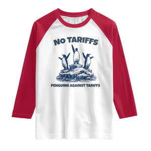 Penguins Against Tariffs Raglan Shirt Resist Protest FDT Political TS14 White Red Print Your Wear