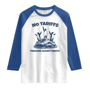 Penguins Against Tariffs Raglan Shirt Resist Protest FDT Political TS14 White Royal Print Your Wear