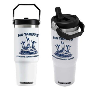 Penguins Against Tariffs Flip Straw Tumbler Resist Protest FDT Political TS14 One Size: 30 oz White Print Your Wear