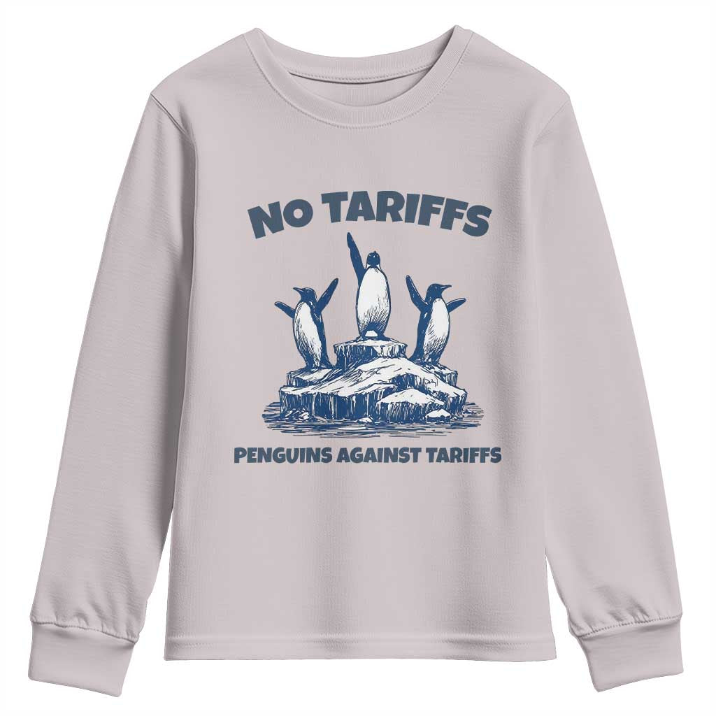Penguins Against Tariffs Youth Sweatshirt Resist Protest FDT Political TS14 Ice Gray Print Your Wear