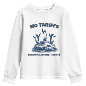 Penguins Against Tariffs Youth Sweatshirt Resist Protest FDT Political TS14 White Print Your Wear